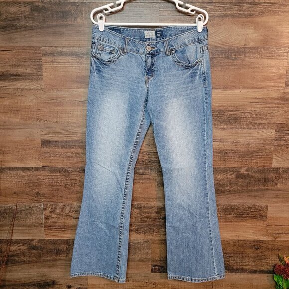 Aeropostale Jeans Size 10 S Hailey Skinny Flare Low Rise Medium Light Wash Y2K - Picture 1 of 12